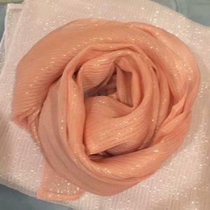 😍 Luxury Silk chiffon coral scarf wrap hijab NWT